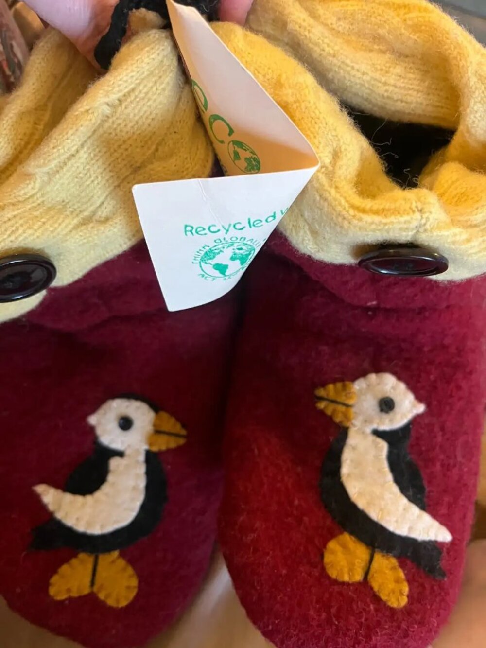 Nova Scotia handmade Puffin slippers